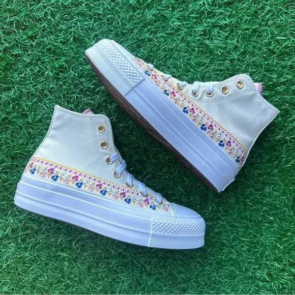 💝Converse Chuck Taylor All Star Ctas Lift Hi Floral - Picture 8 of 11